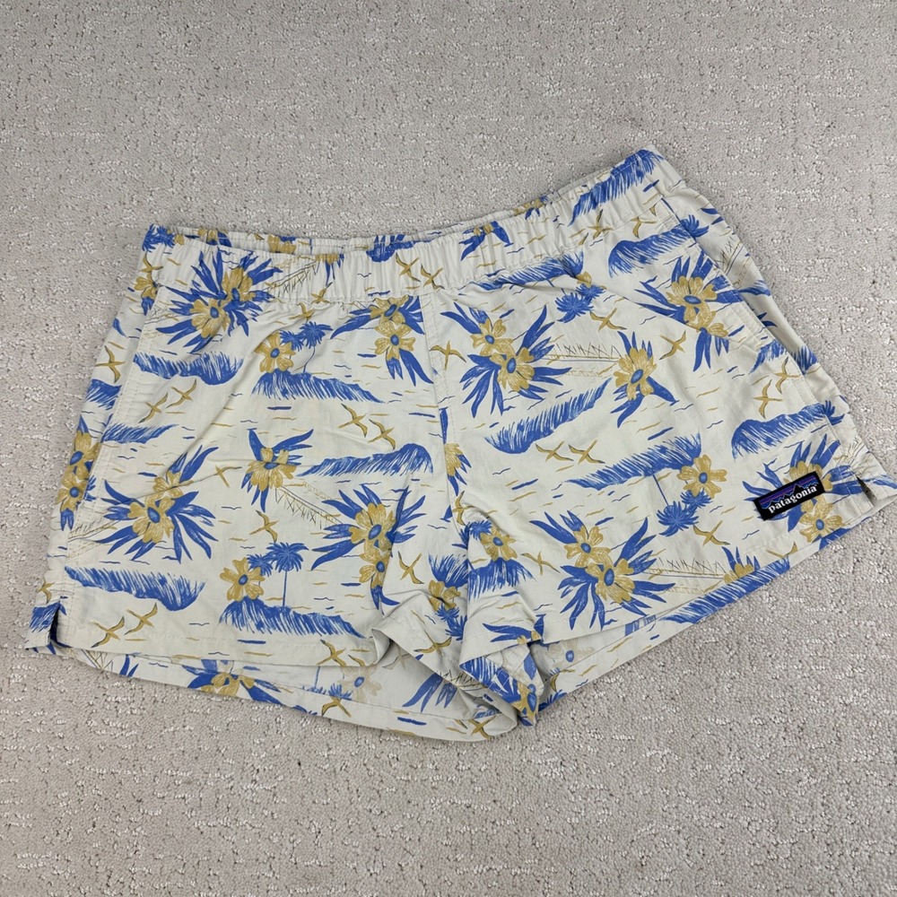 Patagonia Barely Baggies Shorts Womens Small White Floral 2.5" Inseam 57044